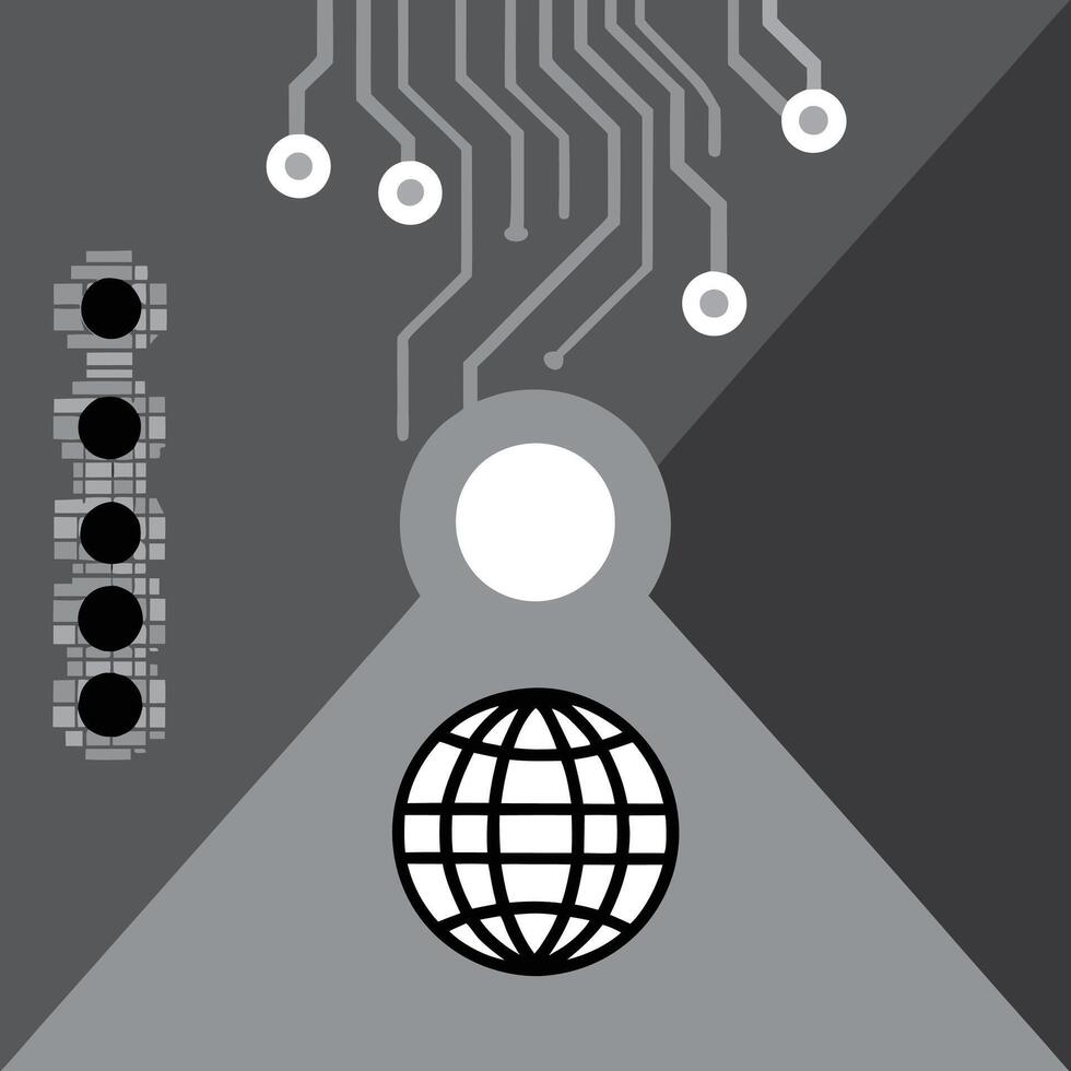 Global Network Connectivity Circuitry, Data, and World vector