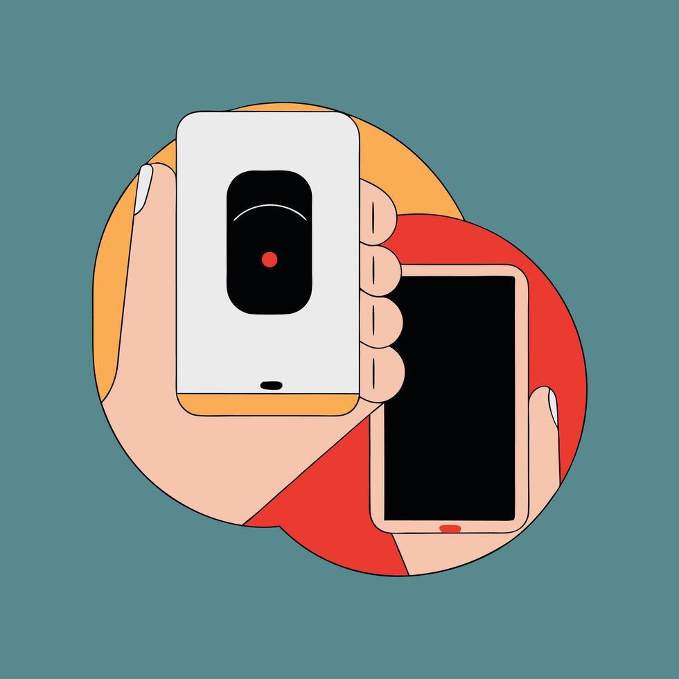 Dual Smartphone Interface App Usage and Screen Display vector