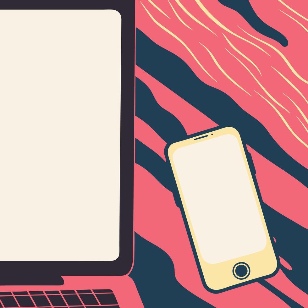 Laptop and Smartphone Modern Digital Devices vector