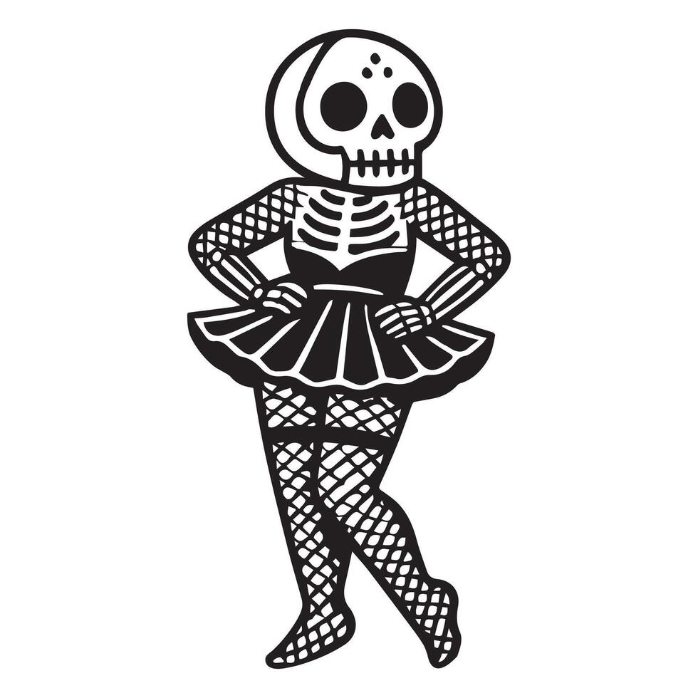 Gothic Beauty Female Skeleton in Motion vector