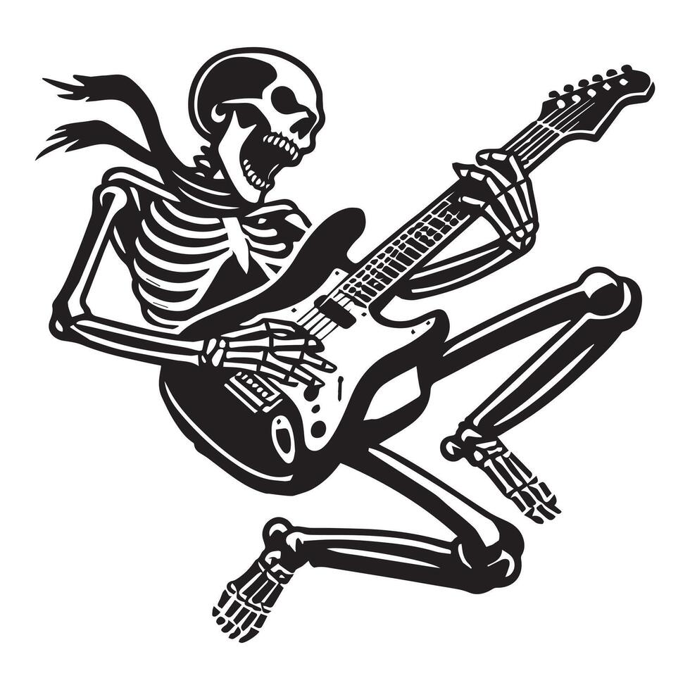 Skeleton Playing Guitar Artwork vector