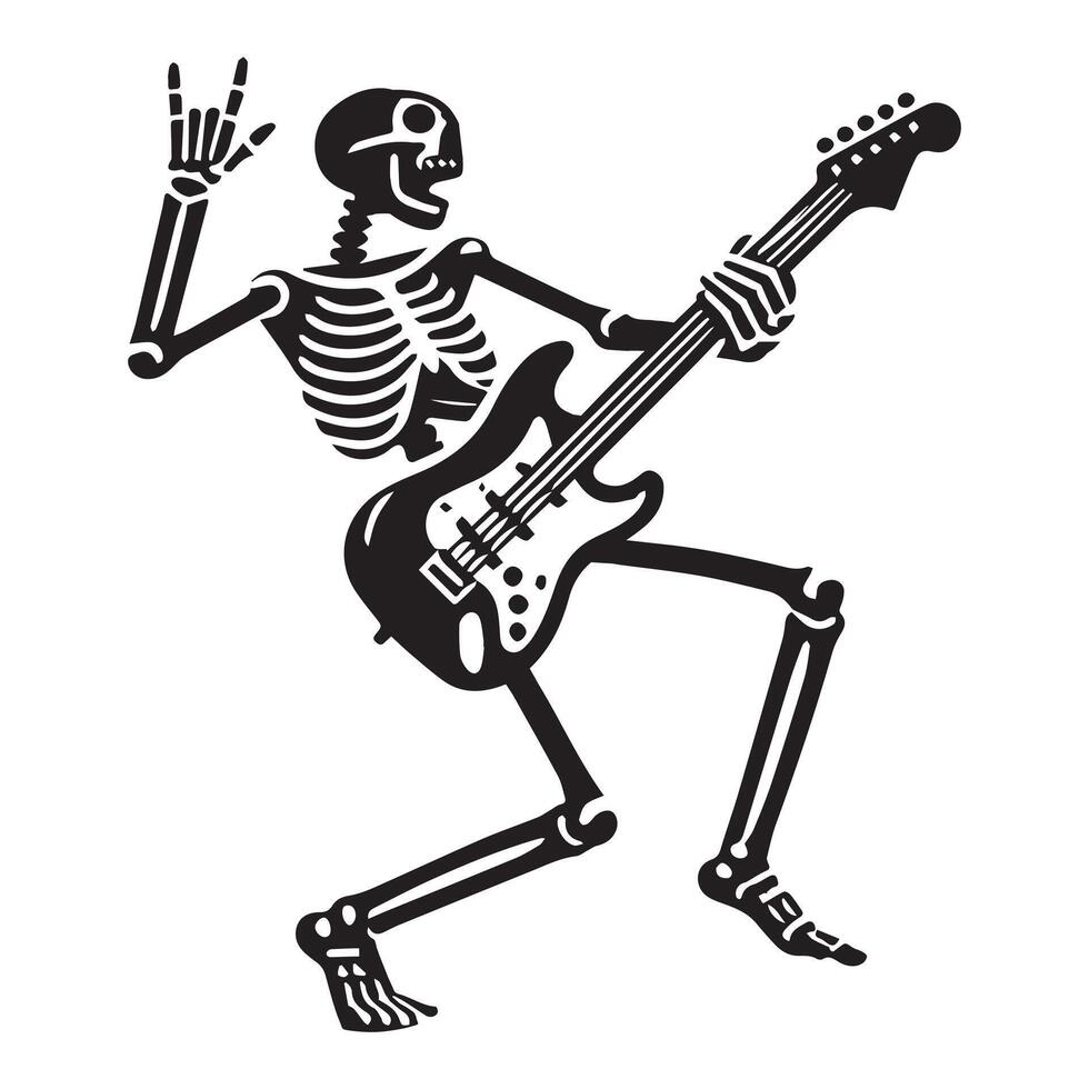 Skeleton with Guitar Design Concept vector