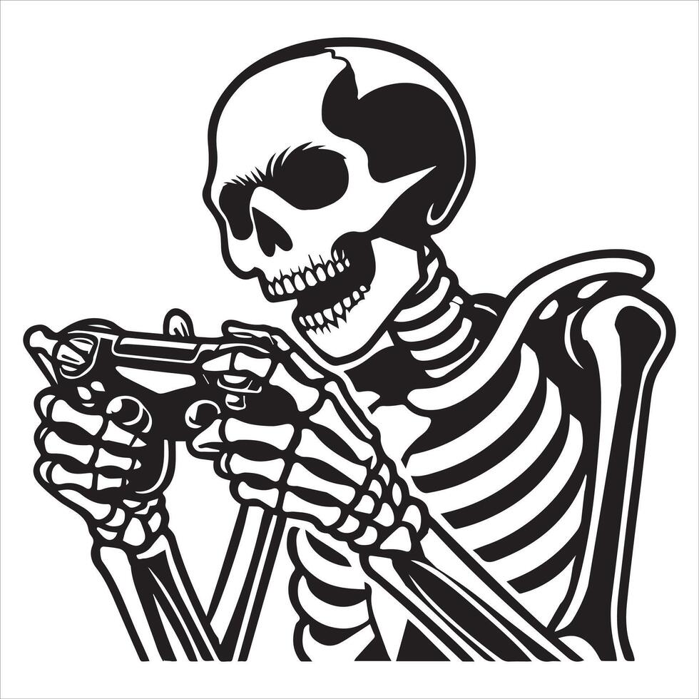Gamer Skeleton Character Design vector