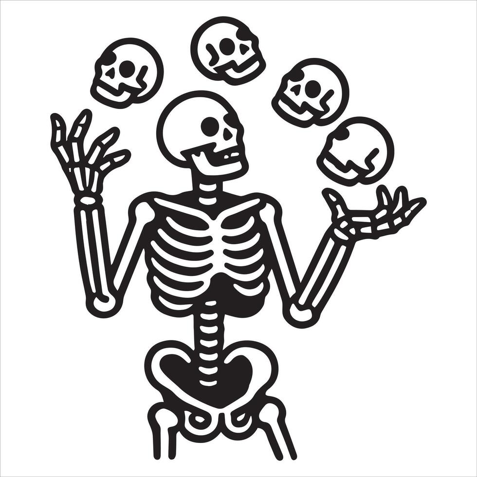 Skeleton Balancing Juggling Art vector