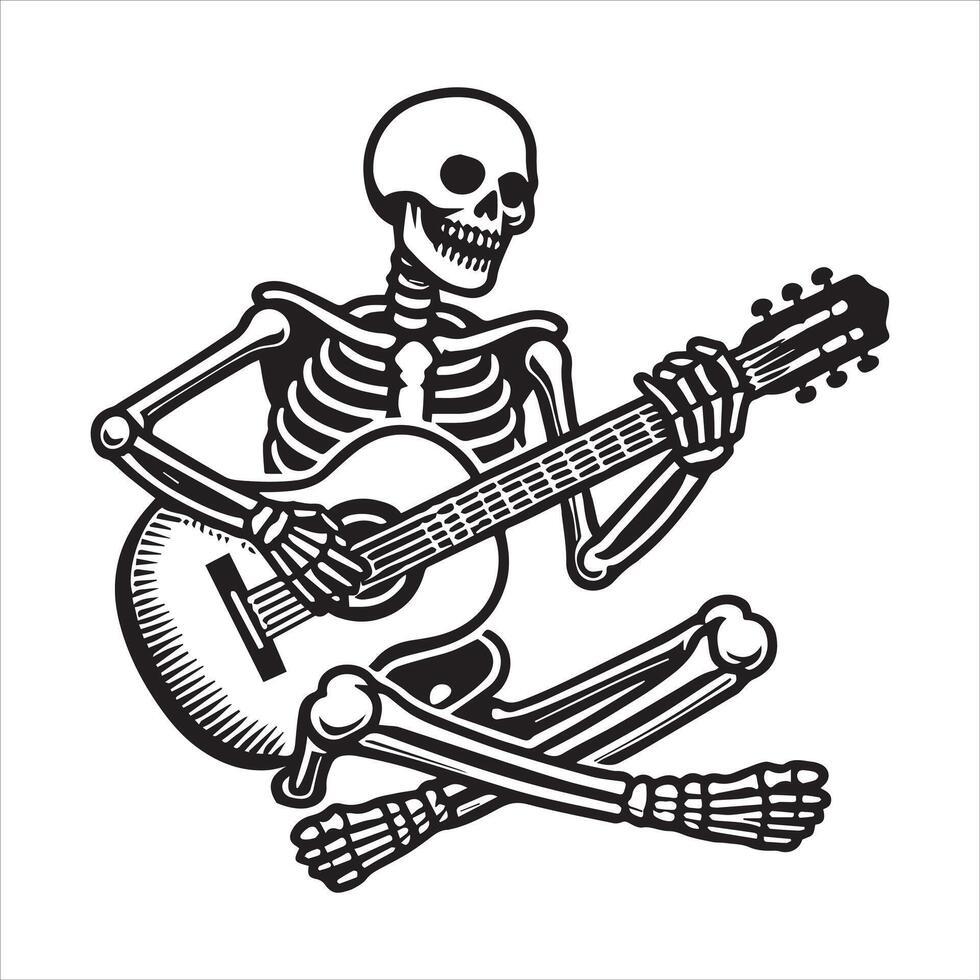 Guitarist Skeleton illustration Art vector