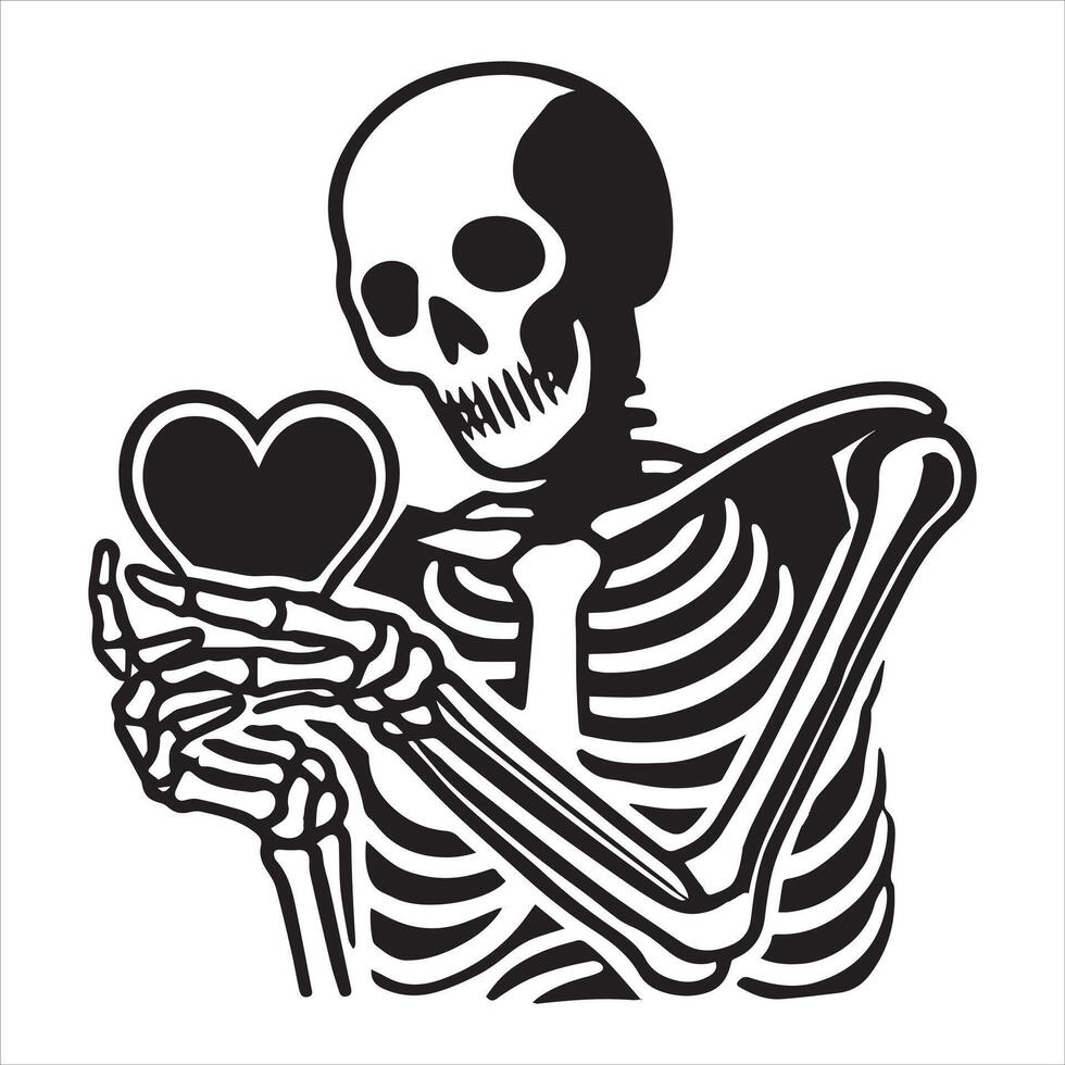 Bone Hands Holding a Heart Illustration vector
