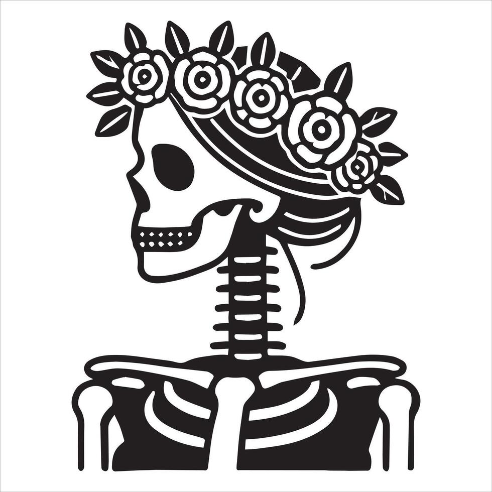 Skeleton with a Flower Crown Illustration vector