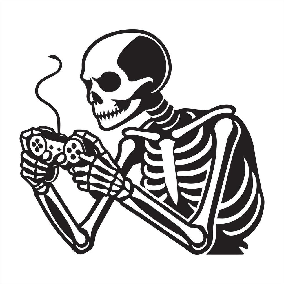 Digital Gamer Skeleton Illustration vector