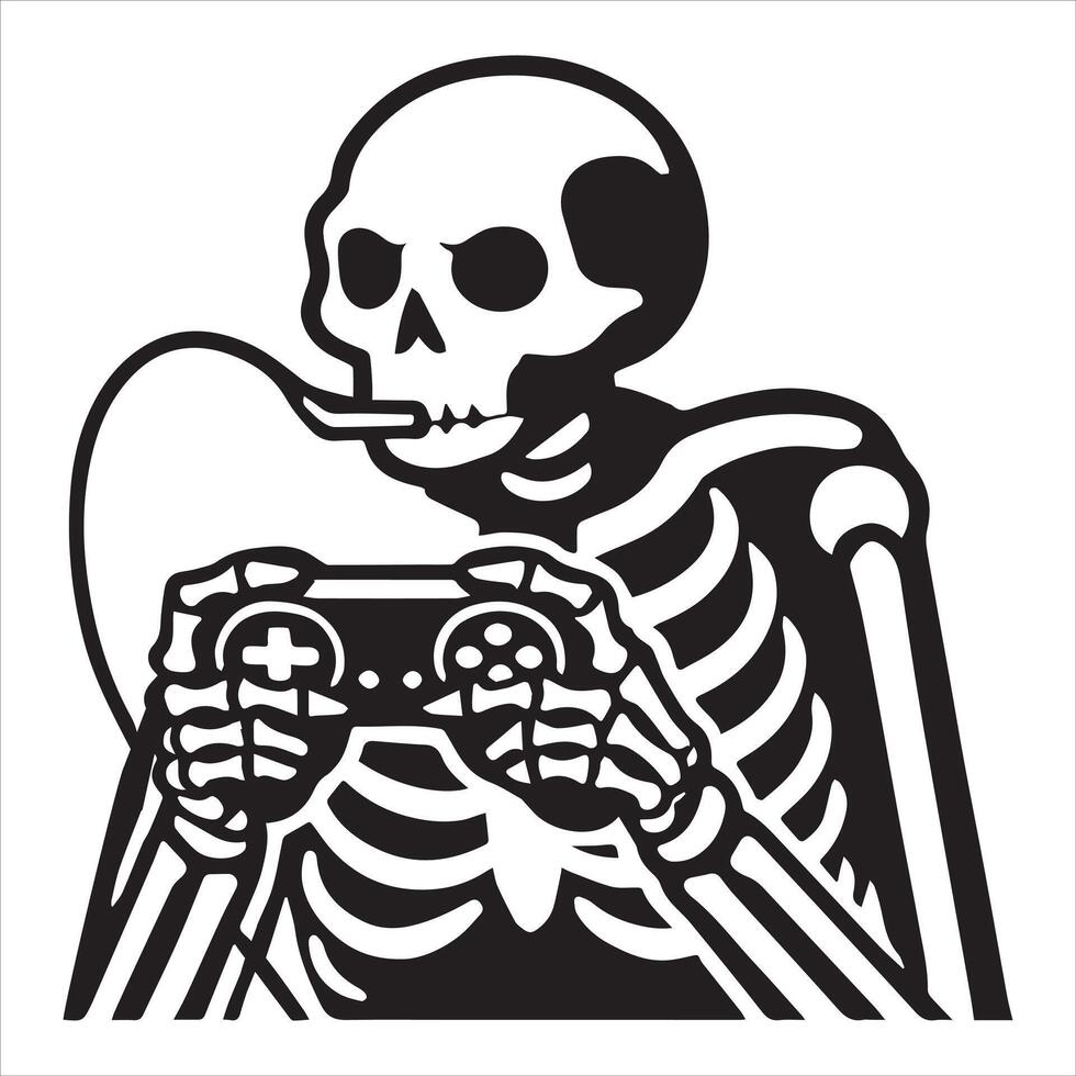 Digital Gamer Skeleton Illustration vector