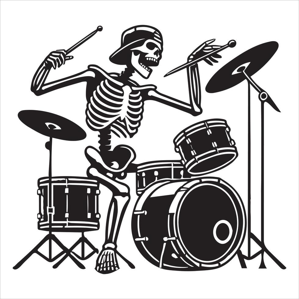 Halloween Skeleton Drummer Clipart vector