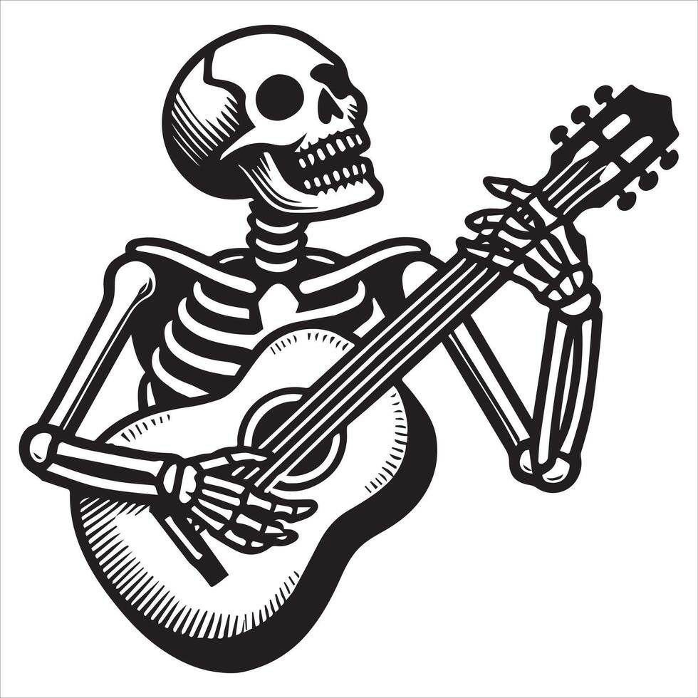 Skeleton in a Guitar Solo Illustration vector