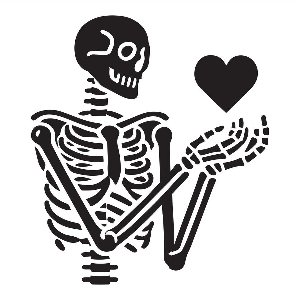 Heart Held by the Undead Skeleton vector