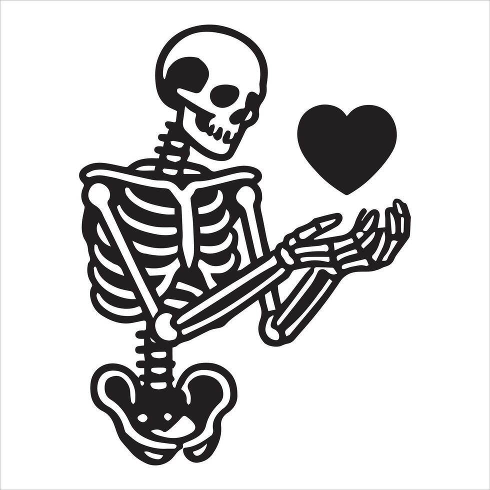 Skeleton Cradling a Heart Design vector