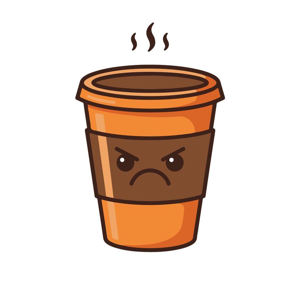 Adorable Coffee Cup with a Friendly Expression and Lid vector