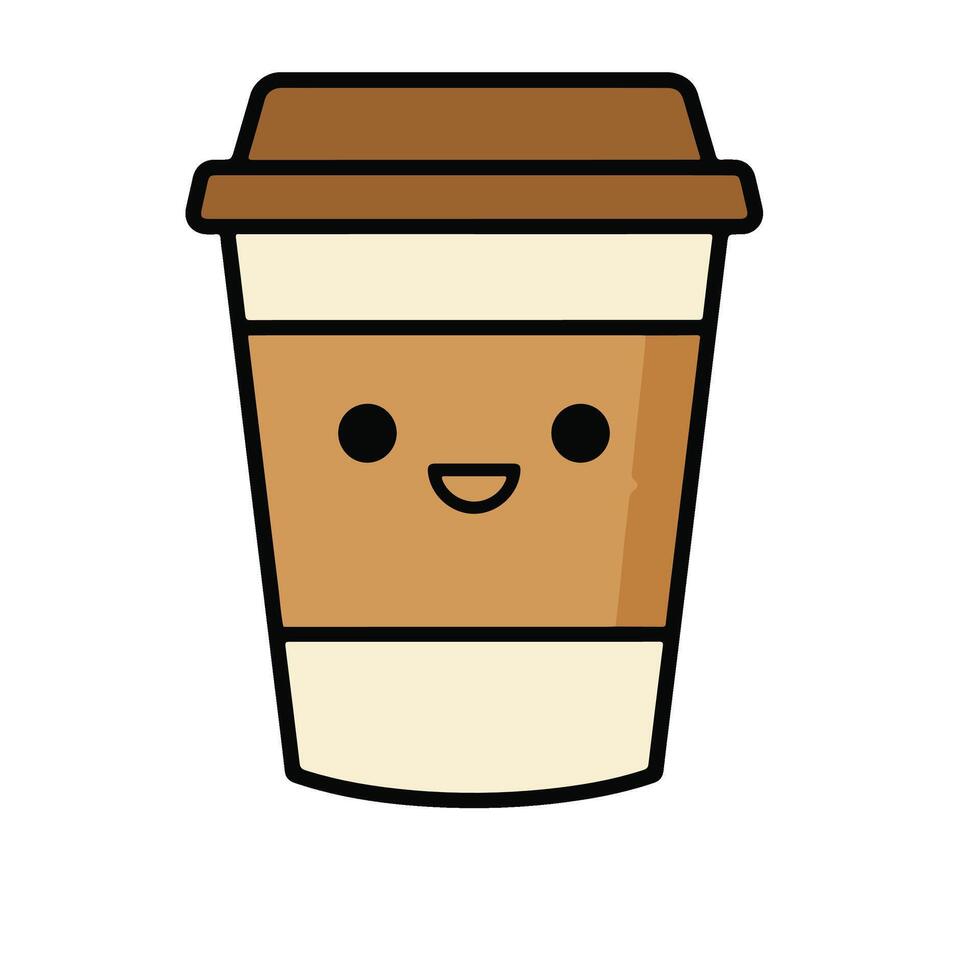 Adorable Coffee Cup with Lid and a Sweet Happy Expression vector