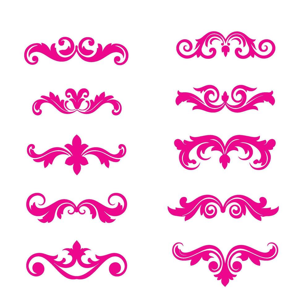Pink Swirl Elements for Vintage-Themed Designs vector