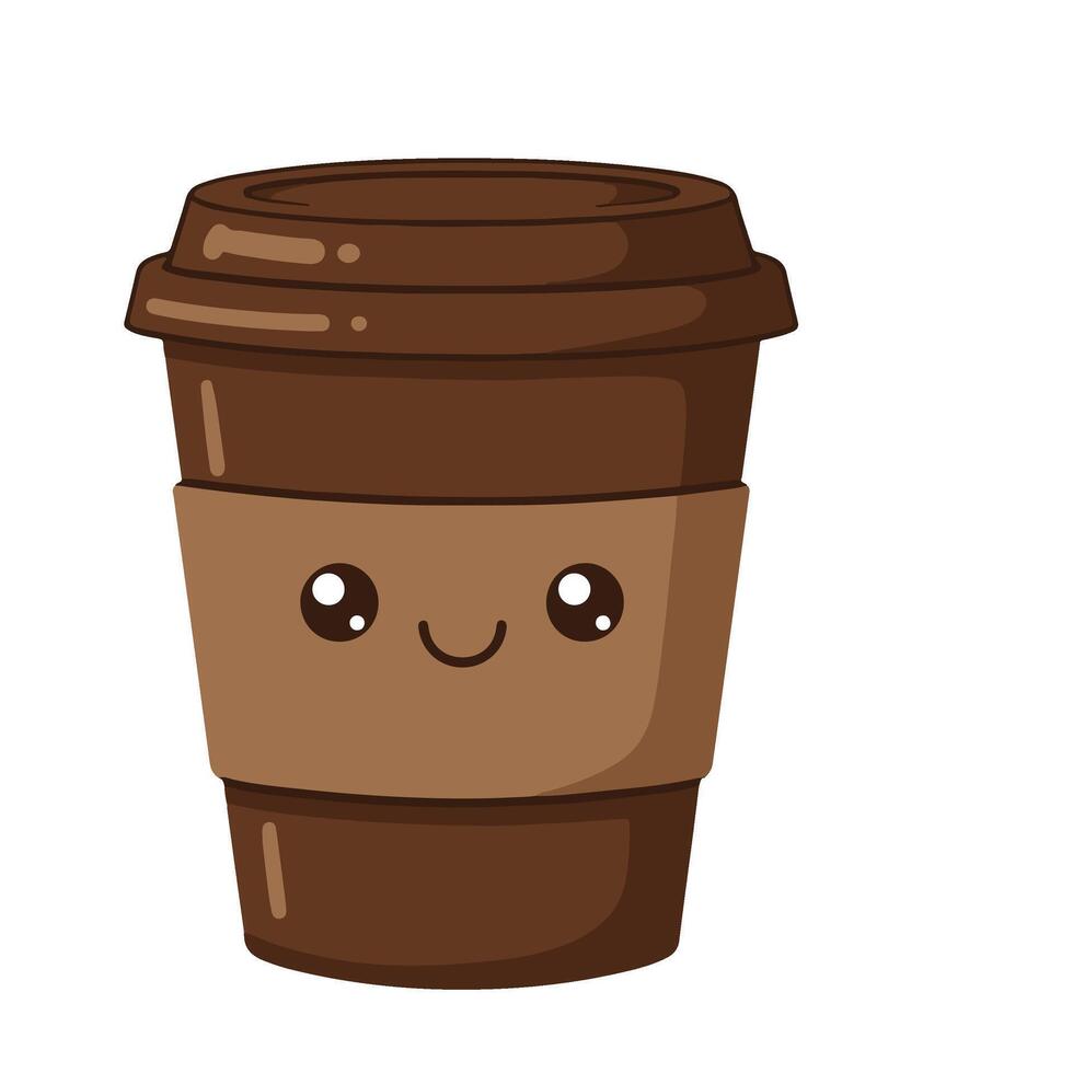 Coffee Cup with a Friendly Cartoon Design and Cheerful Smile vector