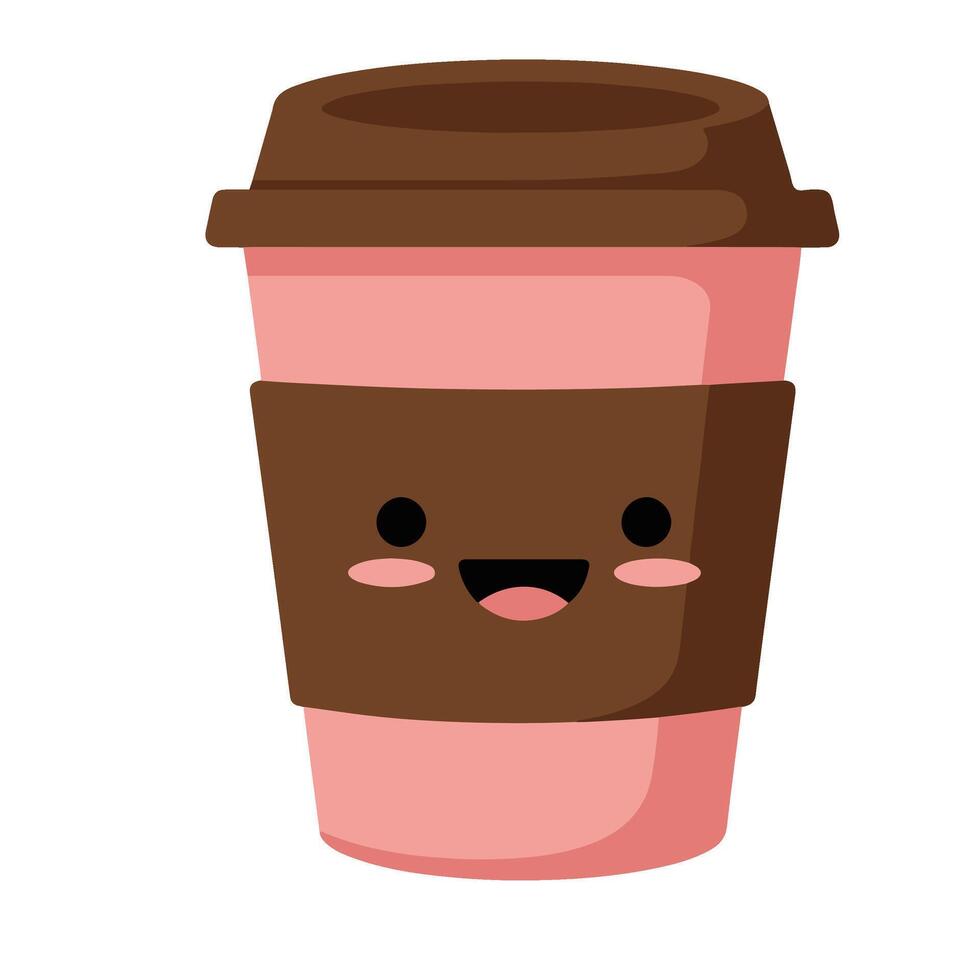 Cute Coffee Cup Illustration with a Cheerful and Sweet Smile vector