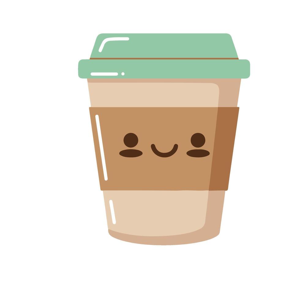 To-Go Coffee Cup with a Cute Smile and Blushing Cheeks vector