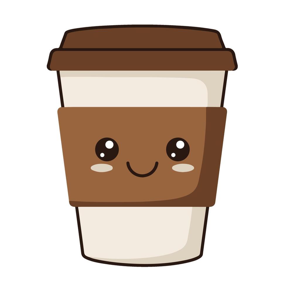 Cheerful Coffee Cup with a Lid and a Smiley Face vector