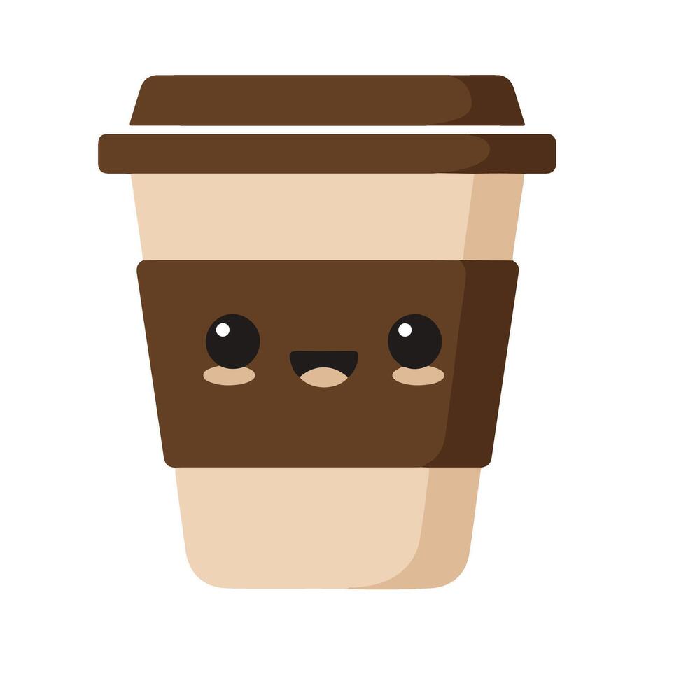 Smiling Coffee Cup Design with a Lid and Happy Expression vector