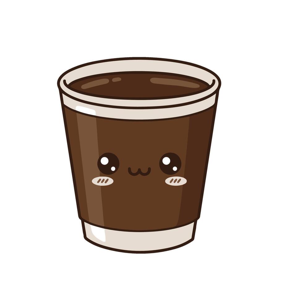 Cute Coffee Cup with a Fun Cartoon Expression and Pink Blush vector