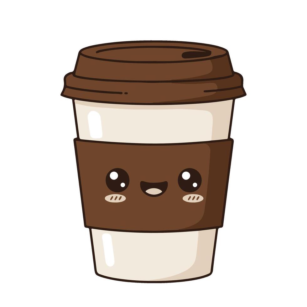 Cartoon Coffee Cup with a Friendly and Cute Expression vector