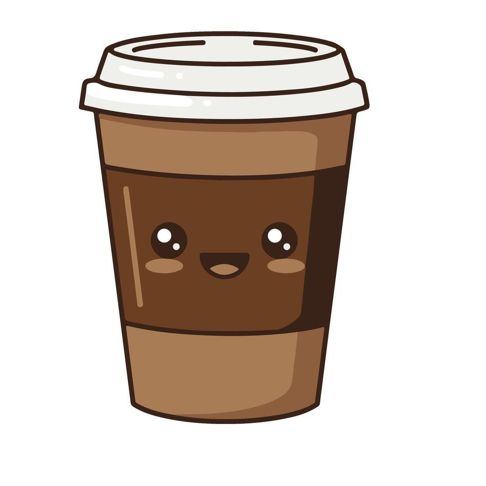 Adorable Smiling Coffee Cup Illustration with a Cute Expression vector