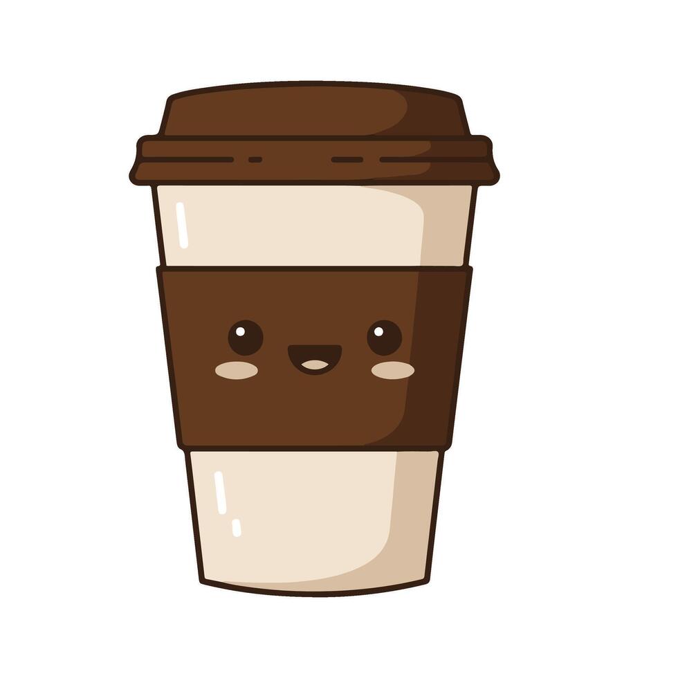 Happy Coffee Cup Art with a Cheerful Cartoon Expression vector