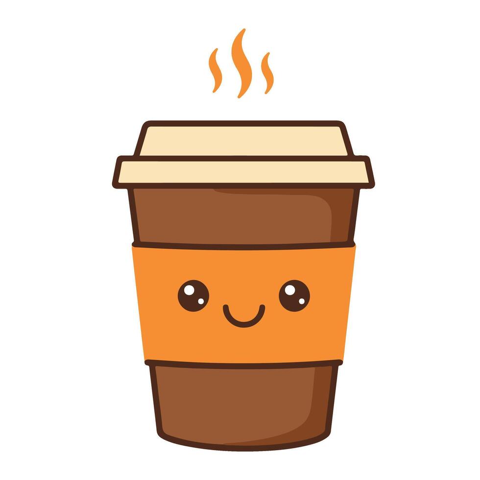 Smiling Coffee Cup Illustration with a Cheerful and Sweet Style vector