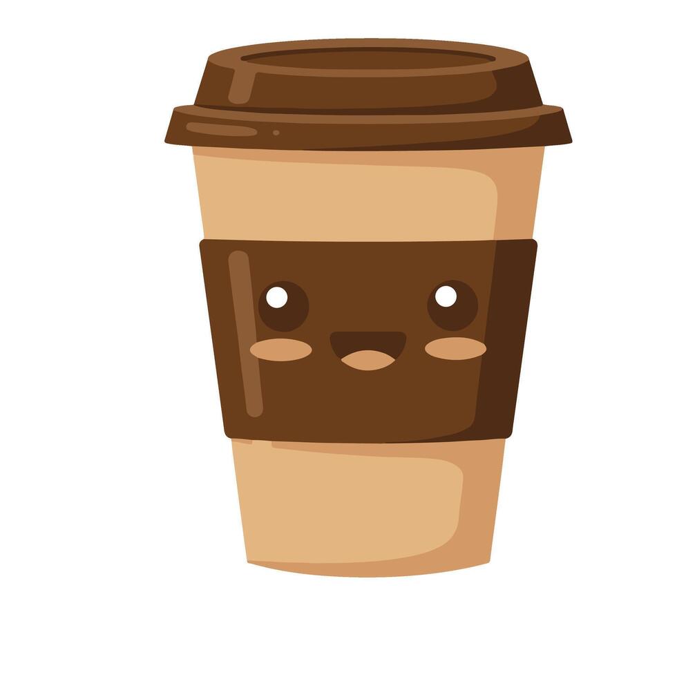 Cheerful Coffee Cup with a Happy Smile and Blushing Cheeks vector