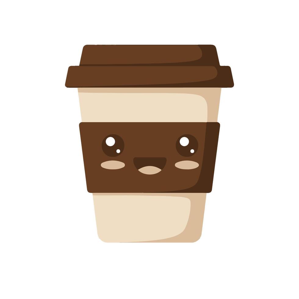 Cute Coffee Cup with a Friendly Cartoon Style and Lid vector