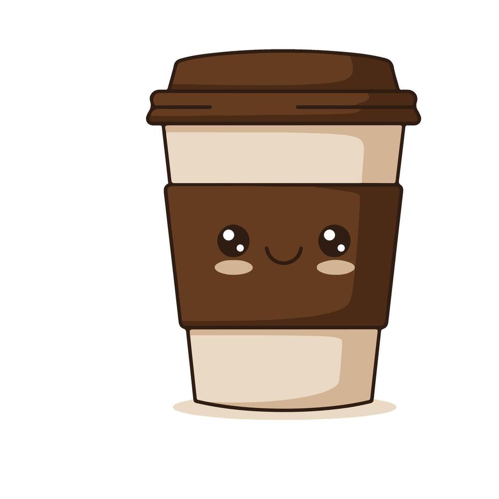 Coffee Cup Design with a Lid and a Sweet Smiling Face vector