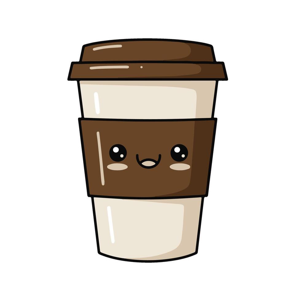 Smiling Coffee Cup with a Cute and Happy Cartoon Design vector