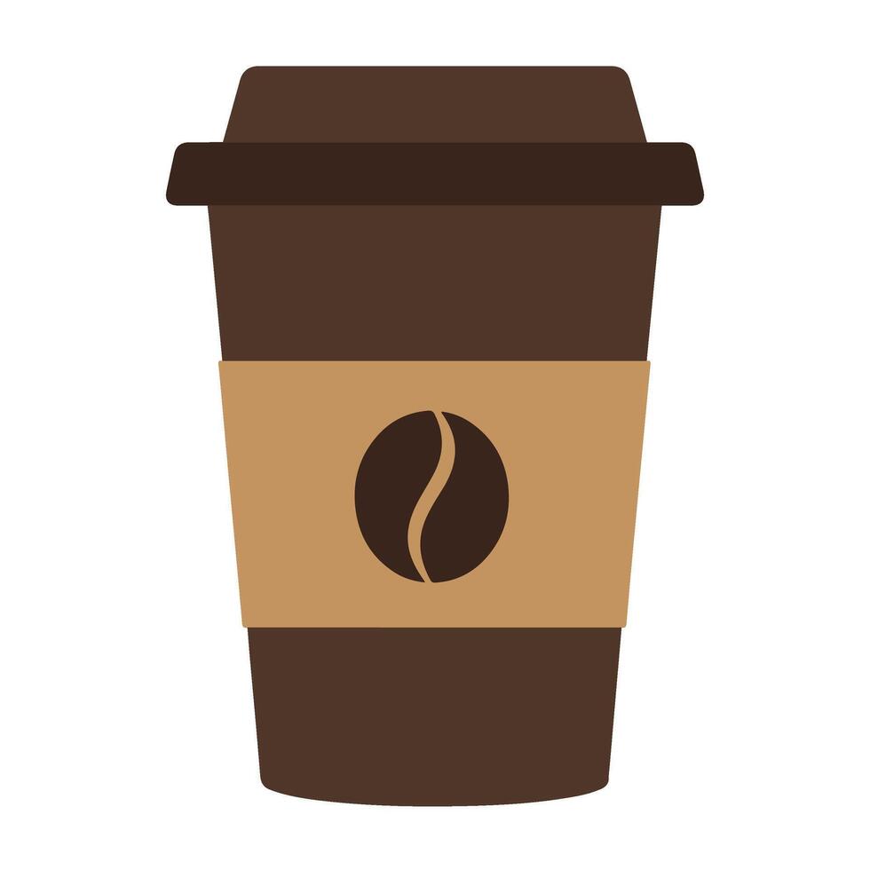 Cute Coffee Cup with a Friendly Cartoon Smile and Lid vector