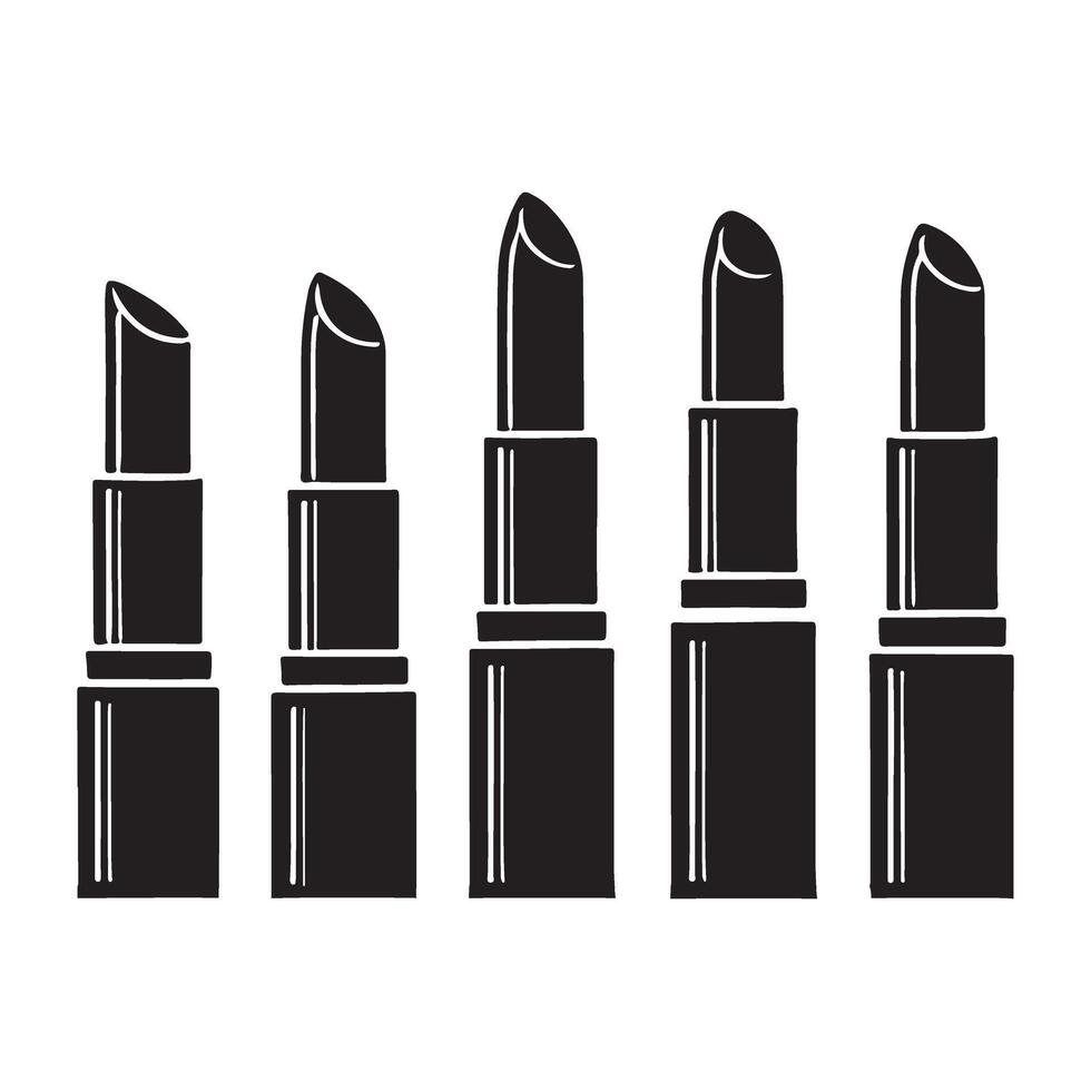 Set of Black and White Lipstick Silhouettes vector