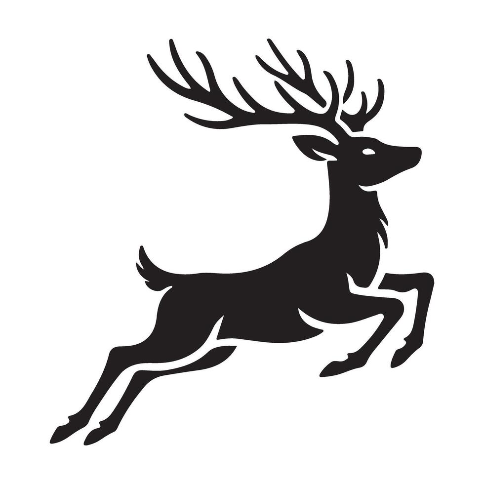 Leaping Deer Silhouette with Majestic Antlers vector