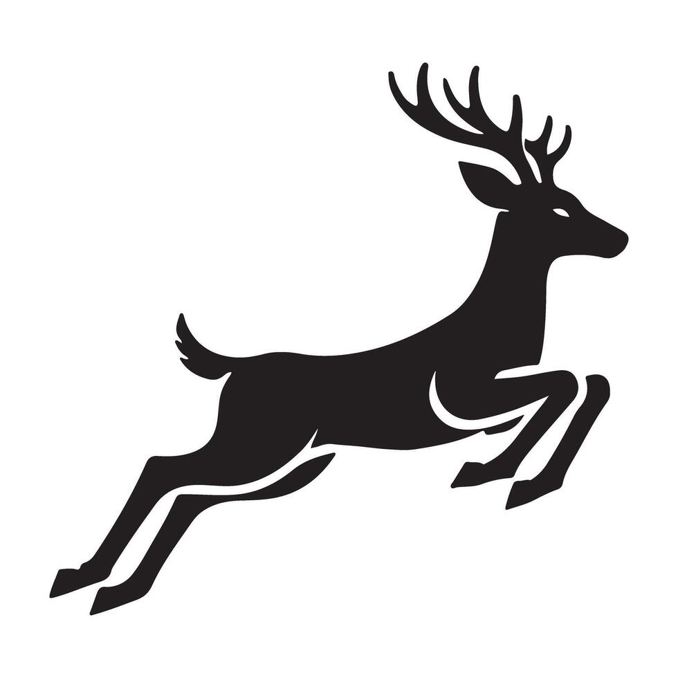 Dynamic Jumping Deer Silhouette in Motion vector