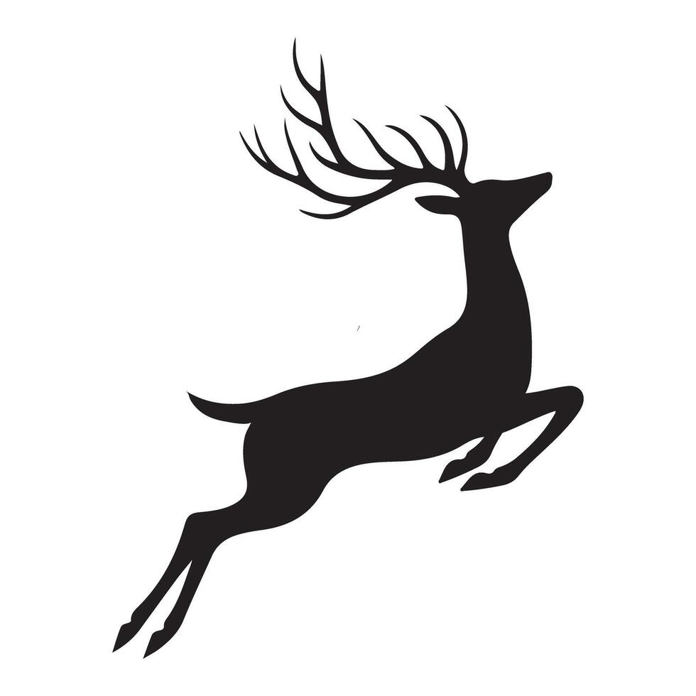 Majestic Jumping Deer Silhouette with Large Antlers vector