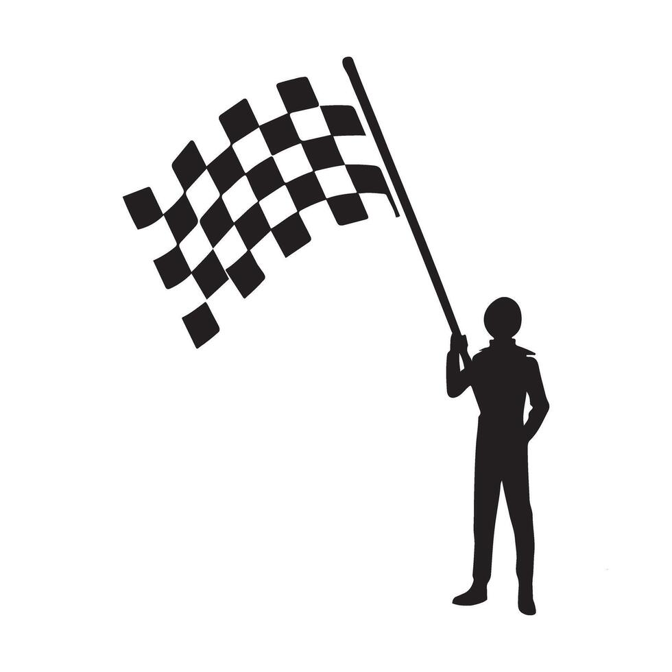 Checkered Flag Silhouette Race Winner Illustration vector