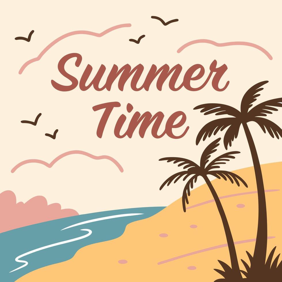 Cute Summer Banner Template with Tropical Beach Vibes vector