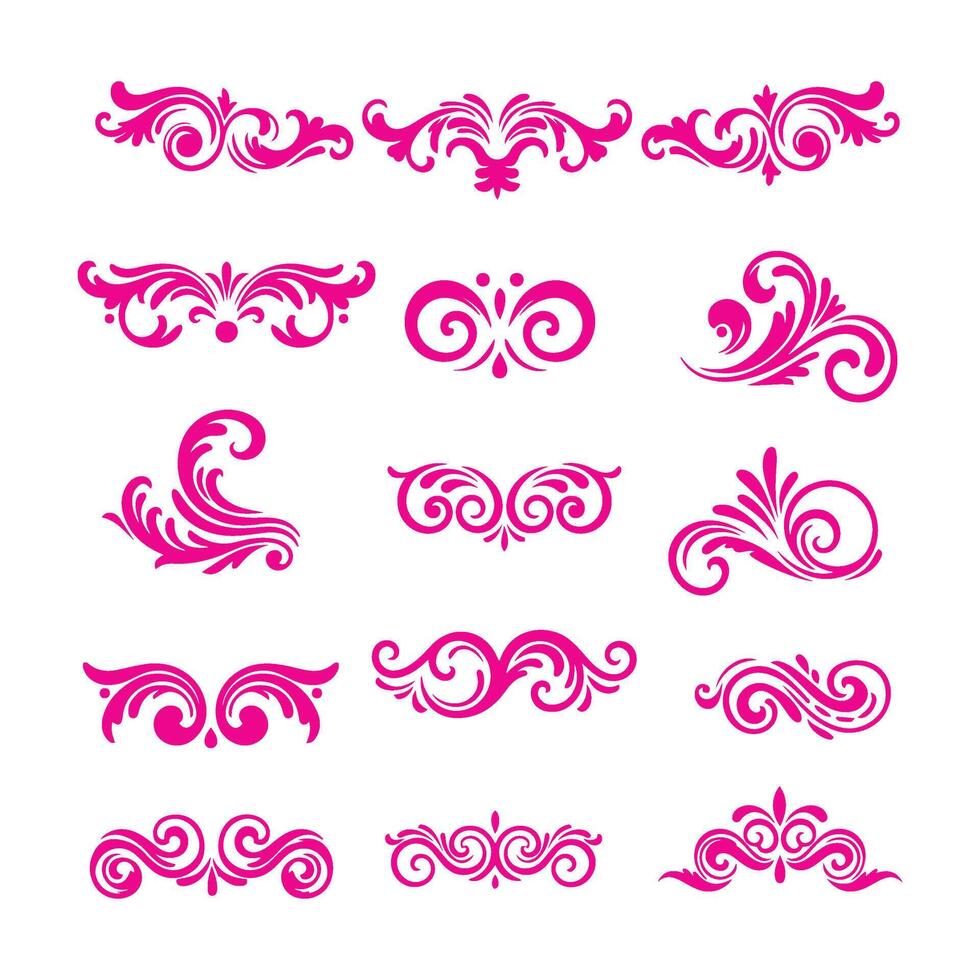 Beautiful Pink Flourishes for Artistic Applications vector