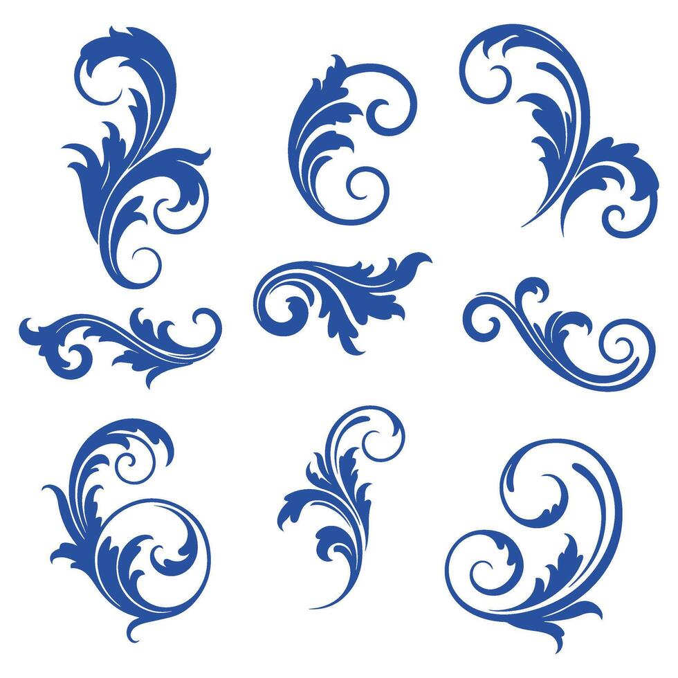 Romantic Floral Swirl Patterns for Wedding Invitations vector