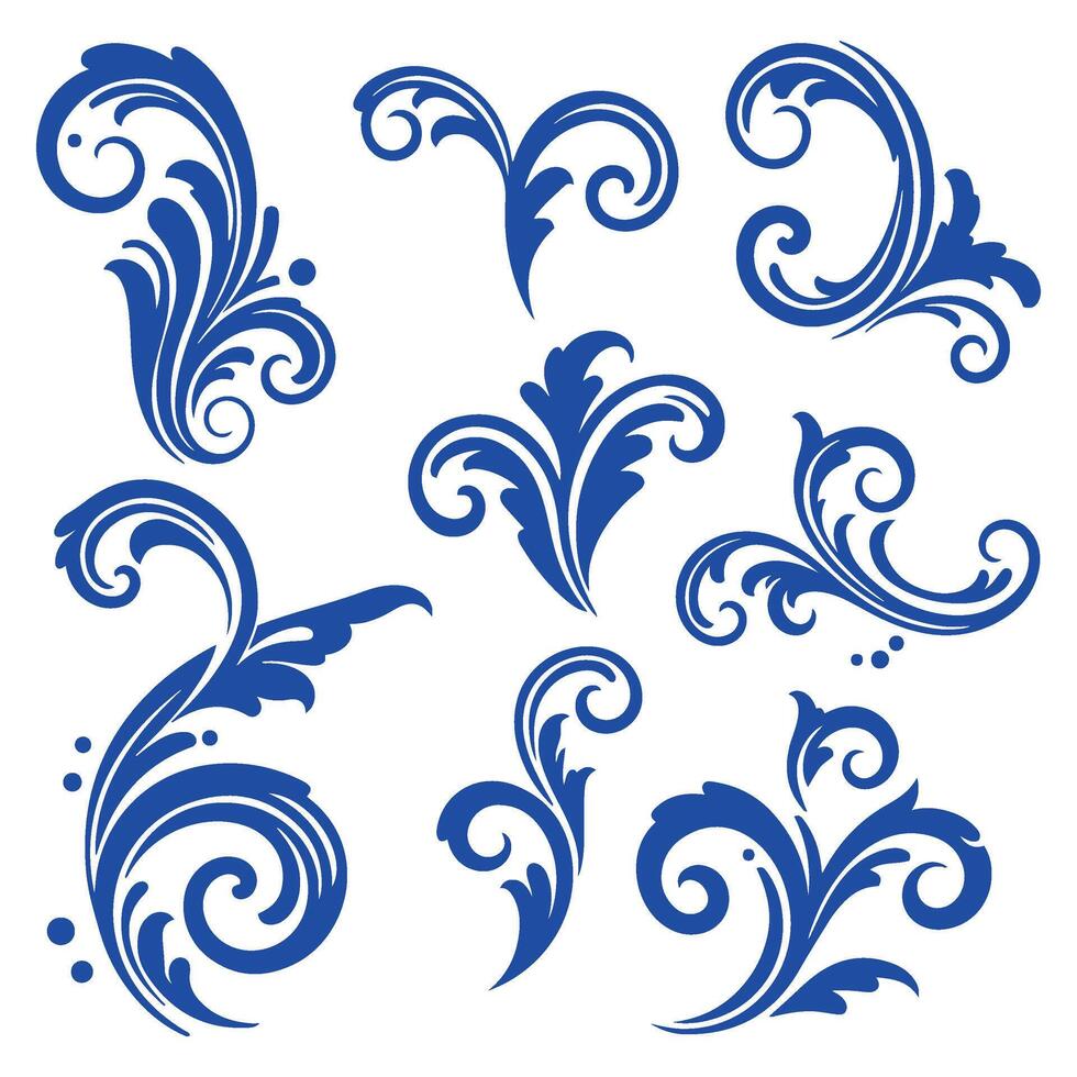 Ornamental Swirl Designs for Artistic Projects vector