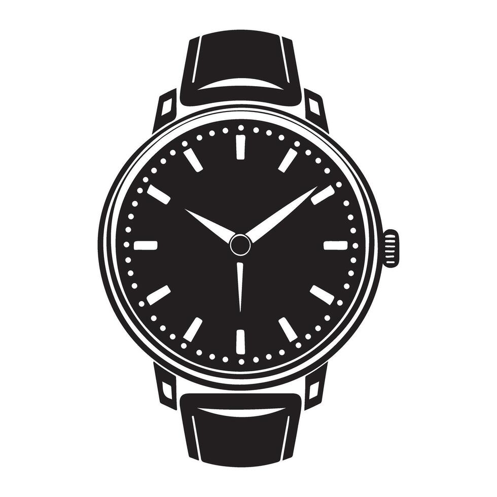 Silhouette Illustration of a Classic Wristwatch vector