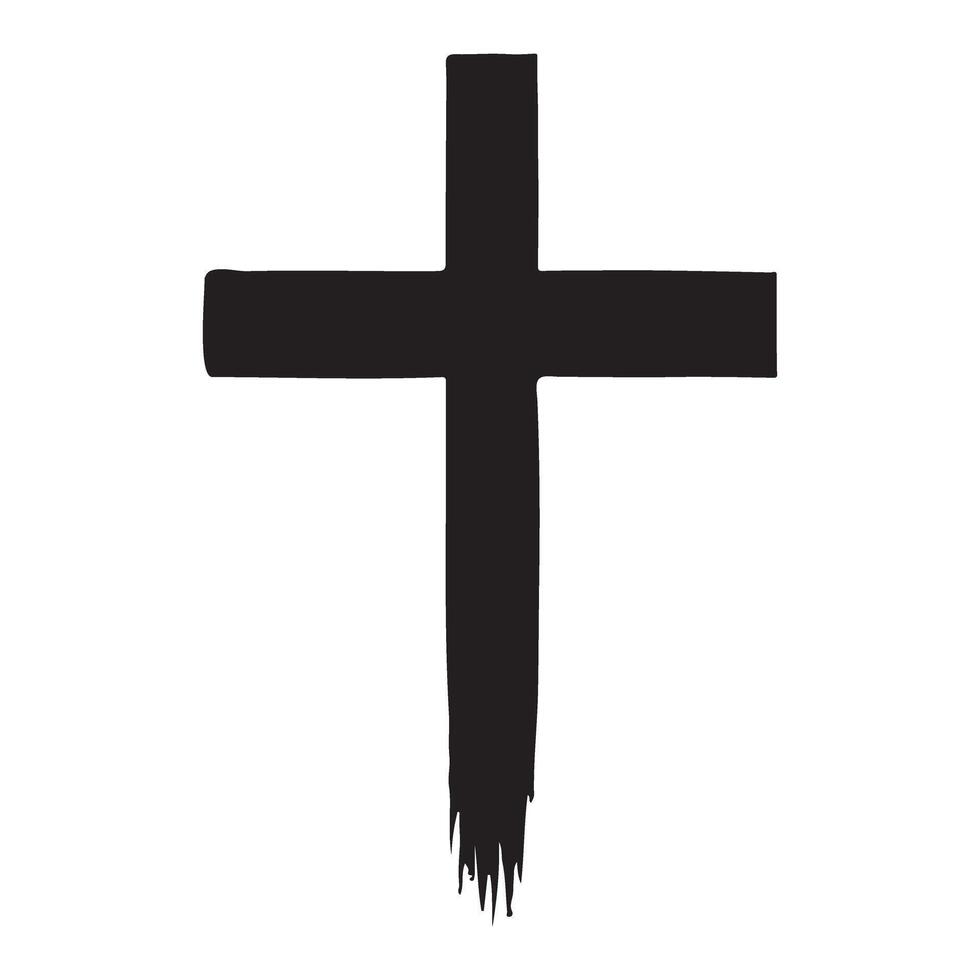 Grunge Style Cross Silhouette Illustration for Religious Art vector