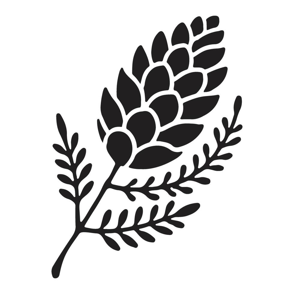 Elegant Black Silhouette of a Pine Cone with Sprigs vector
