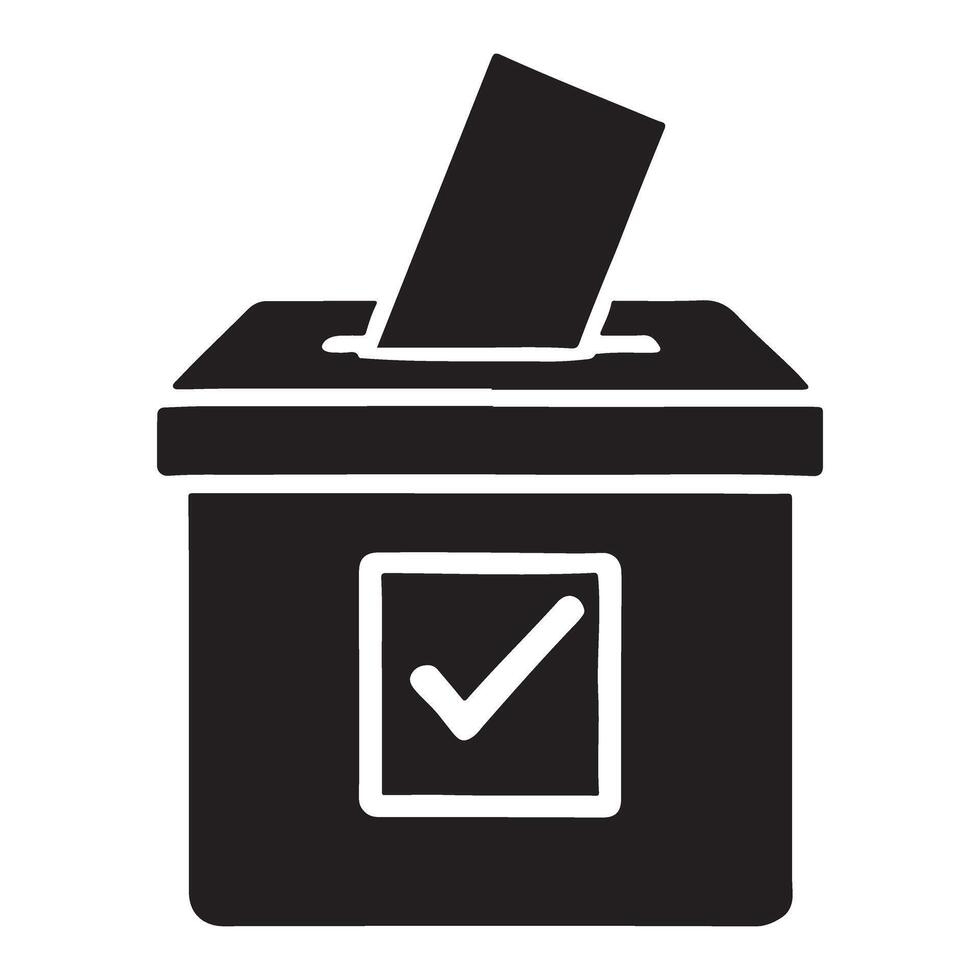 Ballot Box with Check Mark Silhouette Illustration vector