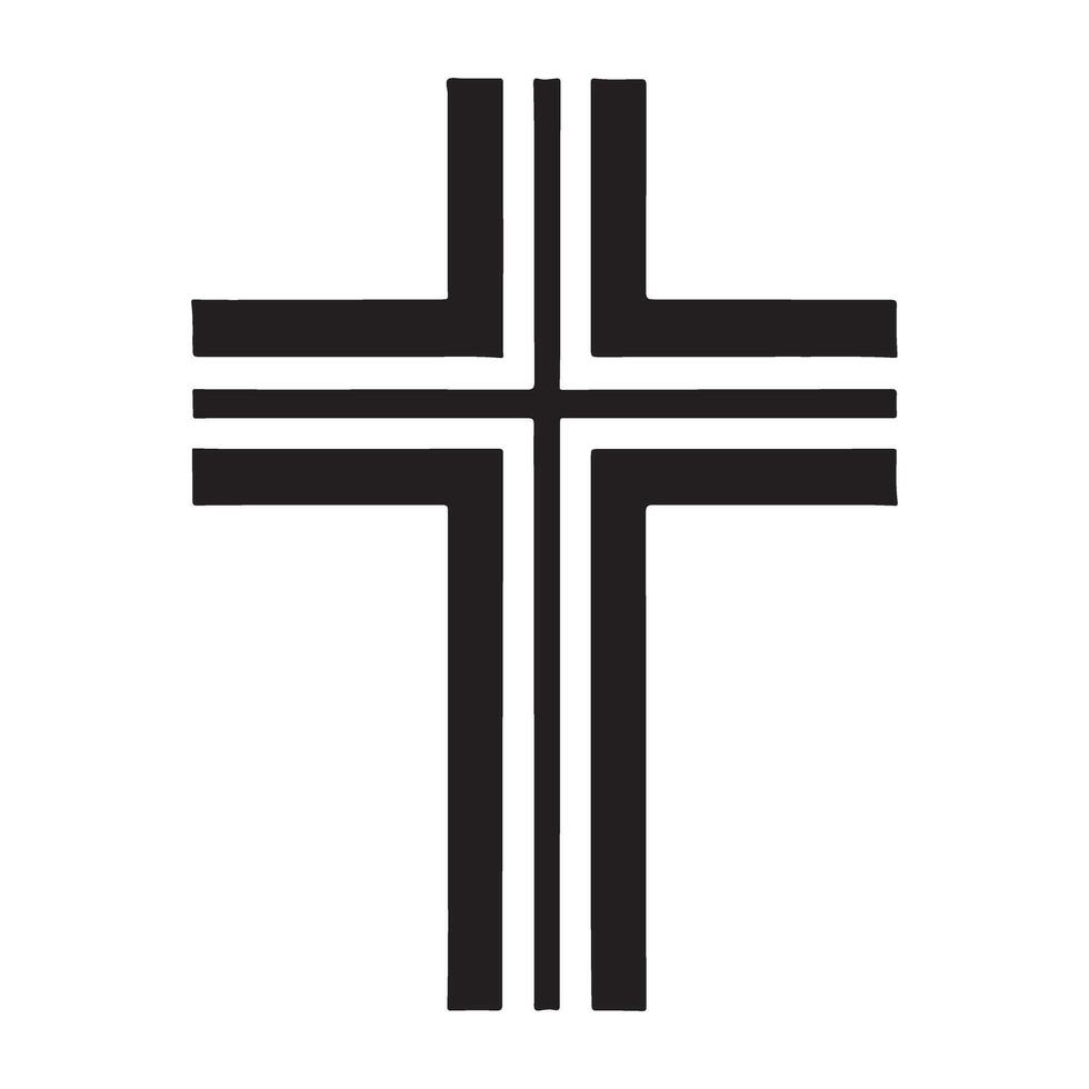 Detailed Christian Cross Silhouette Illustration vector
