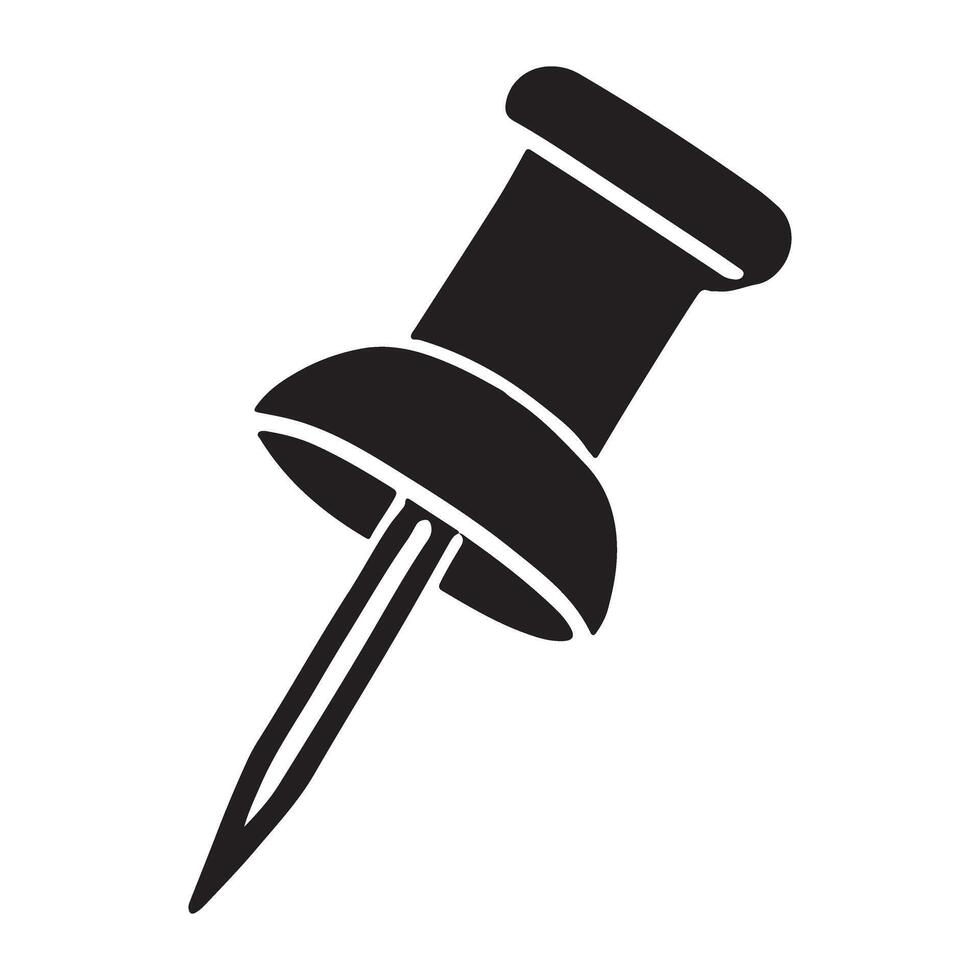 Office Thumbtack Silhouette Illustration for Stationery vector